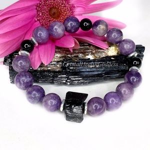 Lepidolite Black Tourmaline Bracelet